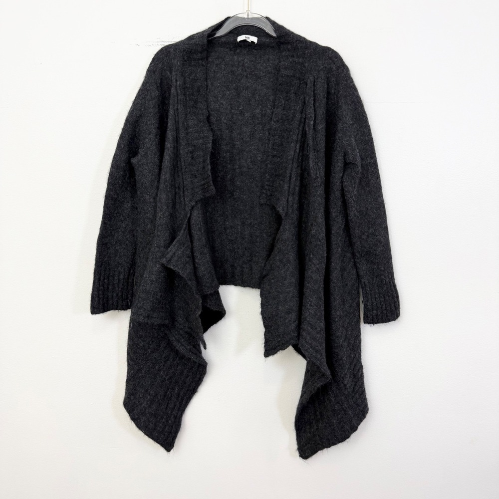 SOH Charcoal Baby Alpaca Merino Wool Draped Cardigan Sweater Size M